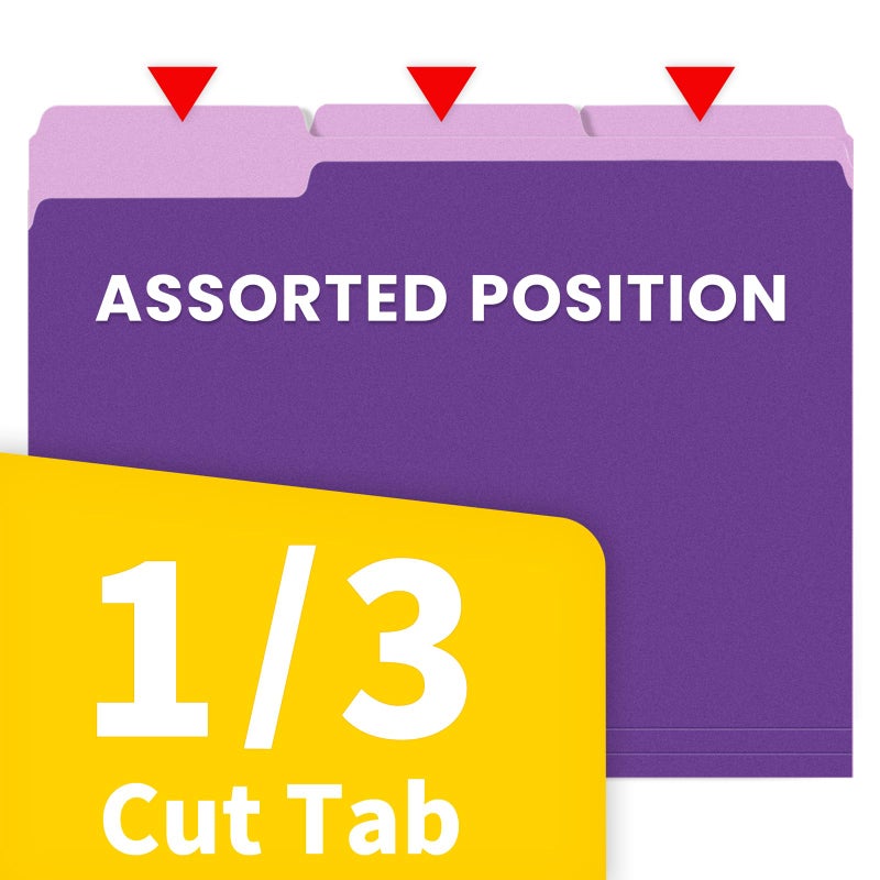 ساني مجلدات ملفات SUNEE، 100 حزمة مجلدات مانيلا 8.5 × 11، مجلدات ملفات ملونة لوازم المدرسة والمكتب المنزلي لملفات المستندات الورقية، أرجواني - Image 3